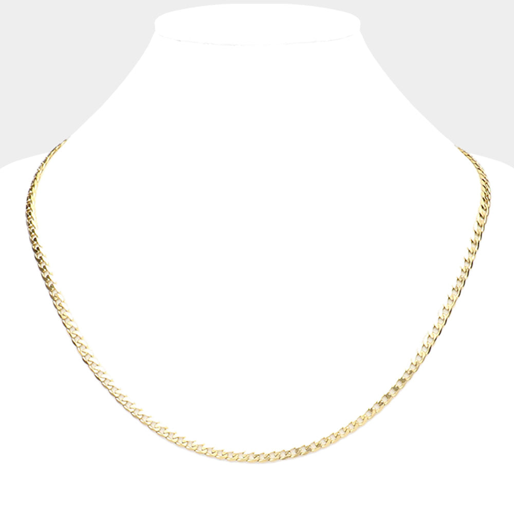 18 INCH, 4mm Stainless Steel Diamond Cut Cuban Chain Necklace