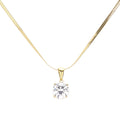 18K Gold Dipped Stainless Steel CZ Round Pendant Necklace