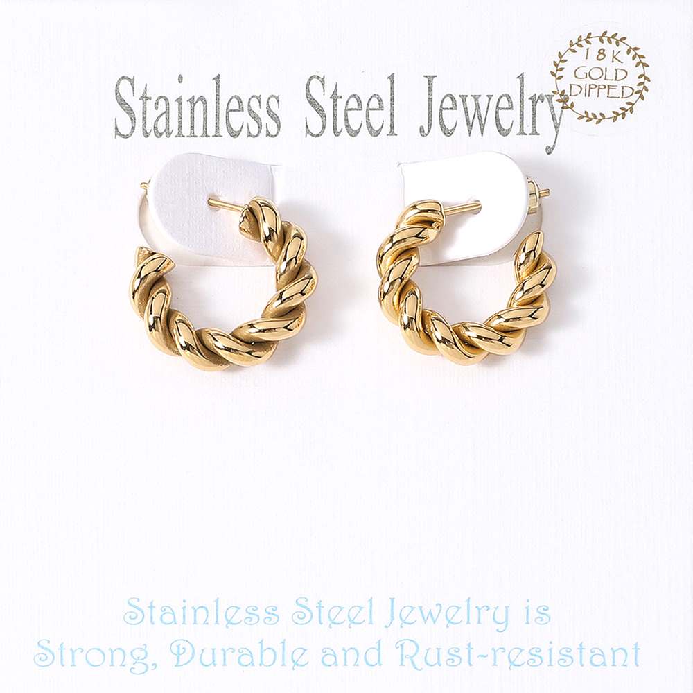 18K Gold Dipped Stainless Steel Twisted Mini Hoop Earrings