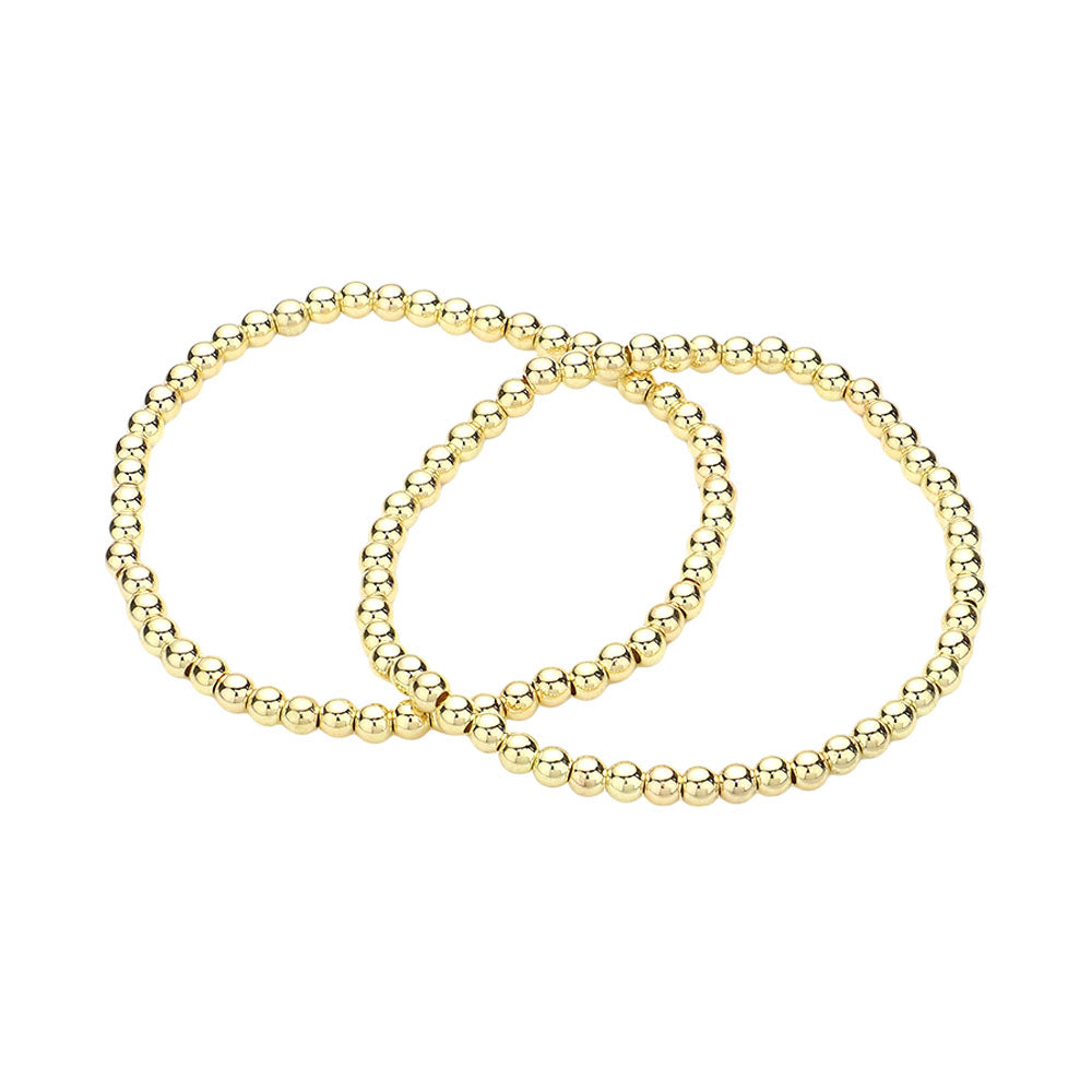 2PCS - Stainless Steel Ball Stretch Multi Layered Bracelets