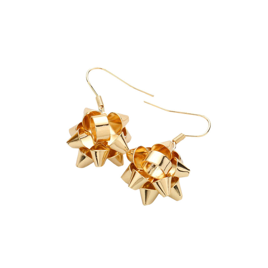 Beautiful Christmas Gift Bow Dangle Earrings