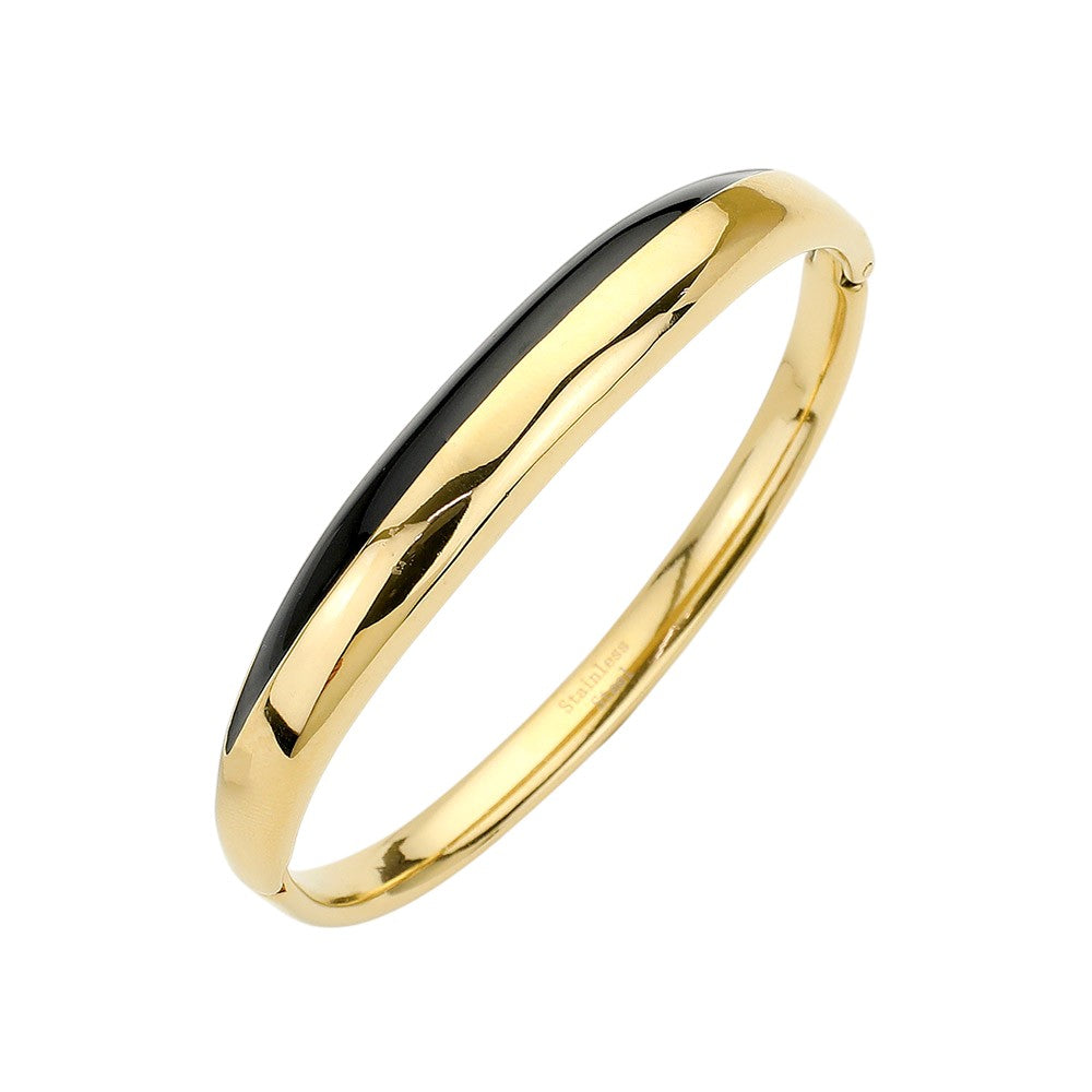 Stainless Steel Enamel Hinged Bangle Bracelet