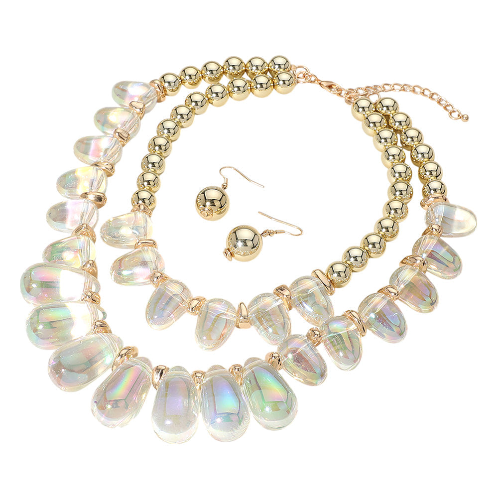 Chunky Beaded Double Layered Statement Necklace