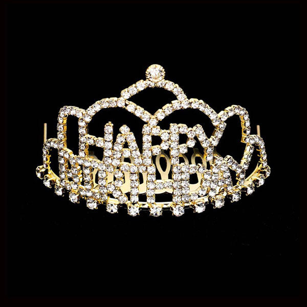 Crystal Rhinestone Happy Birthday Mini Party Tiara
