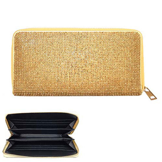 Crystal Rhinestone Pave Zipper Wallet