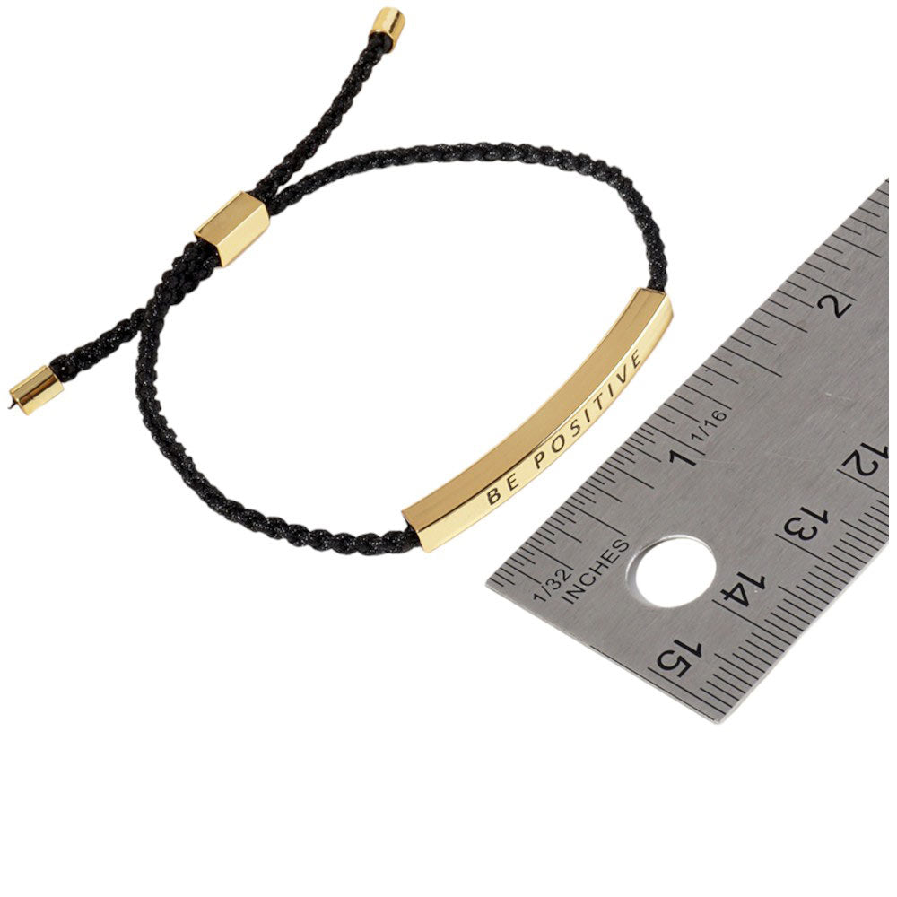 Gold Dipped MAMA Message Bar Pointed Rope Pull Tie Bracelet