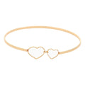 Double Open Metal Heart Link Bangle Bracelet