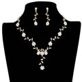 Flower Leaf Cluster Vine Rhinestone Necklace