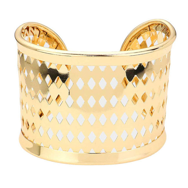 Metal Cut Out Detailed Split Cuff Bracelet