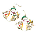 Enamel Festive Snowman Dangle Earrings