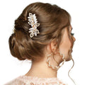 Pearl Marquise Stone Accented Leaf Hair Comb