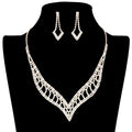 Rhinestone Paved V Shaped Jewelry Set