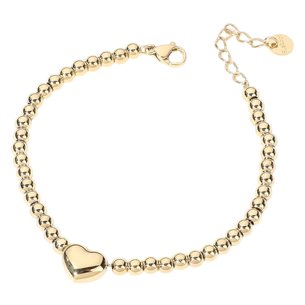 SECRET BOX_Stainless Steel Heart Pointed Ball Beaded Bracelet