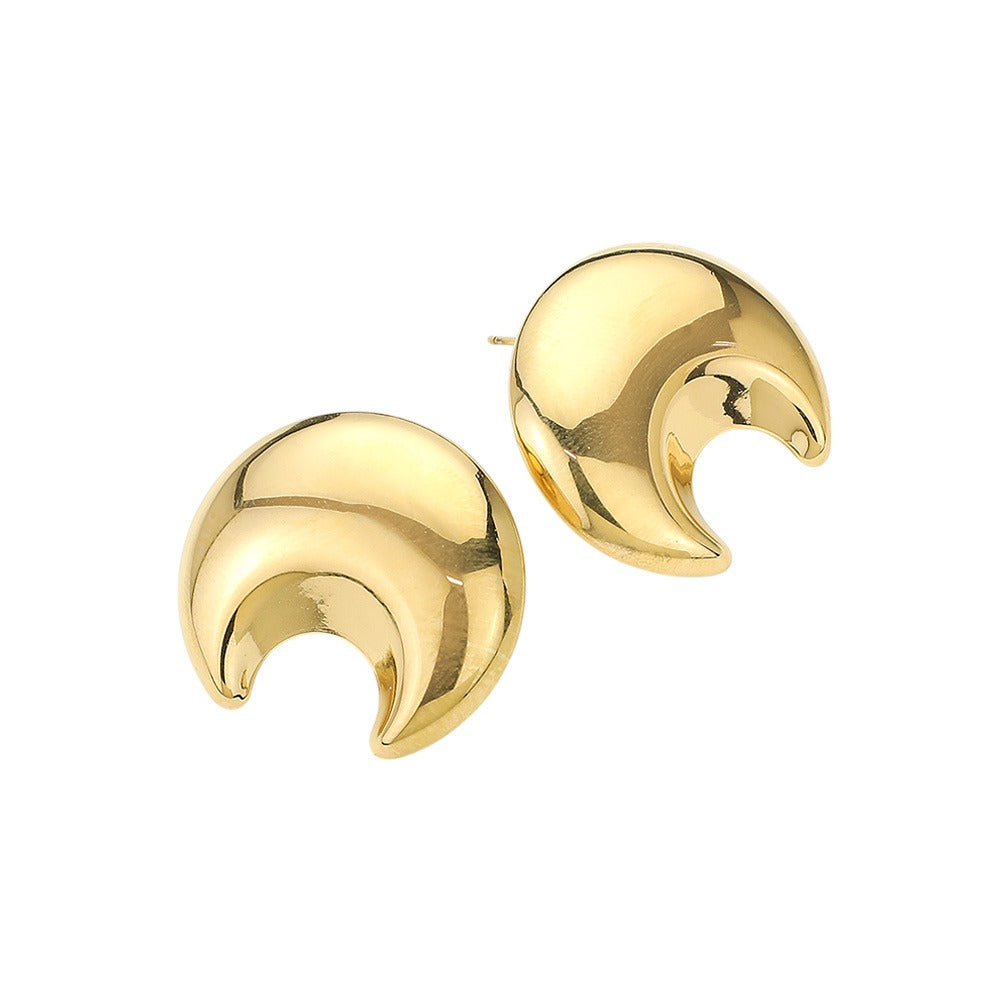 Stainless Steel Dome Crescent Earrings