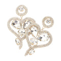 Teardrop Round Stone Embellished Heart Dangle Earrings