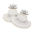 Bridal Message Beaded Cowboy Hat Earrings
