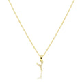 Y-Stainless Steel CZ Stone Paved Monogram Pendant Necklace