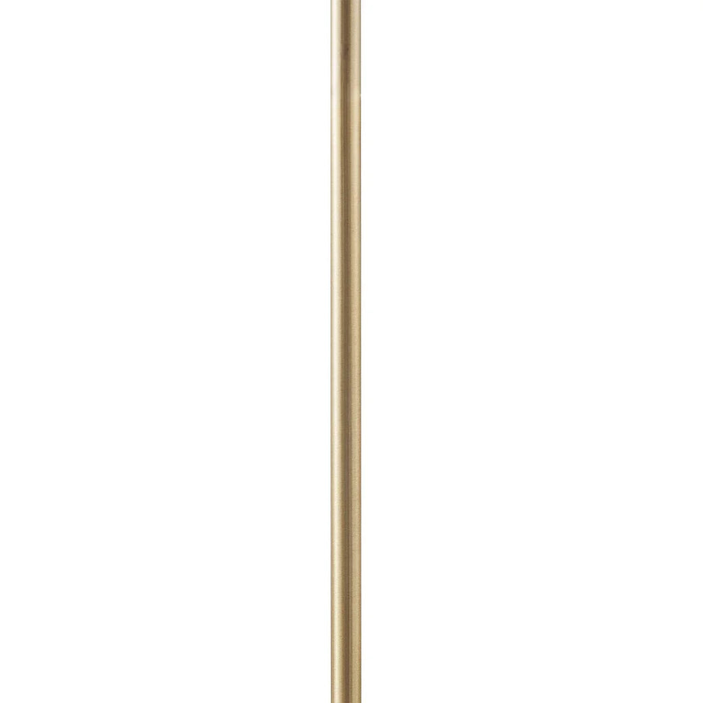 Arched Floor Lamp – Angular Gold Metal Stand & White Linen Drum Shade | LED Bulb Included