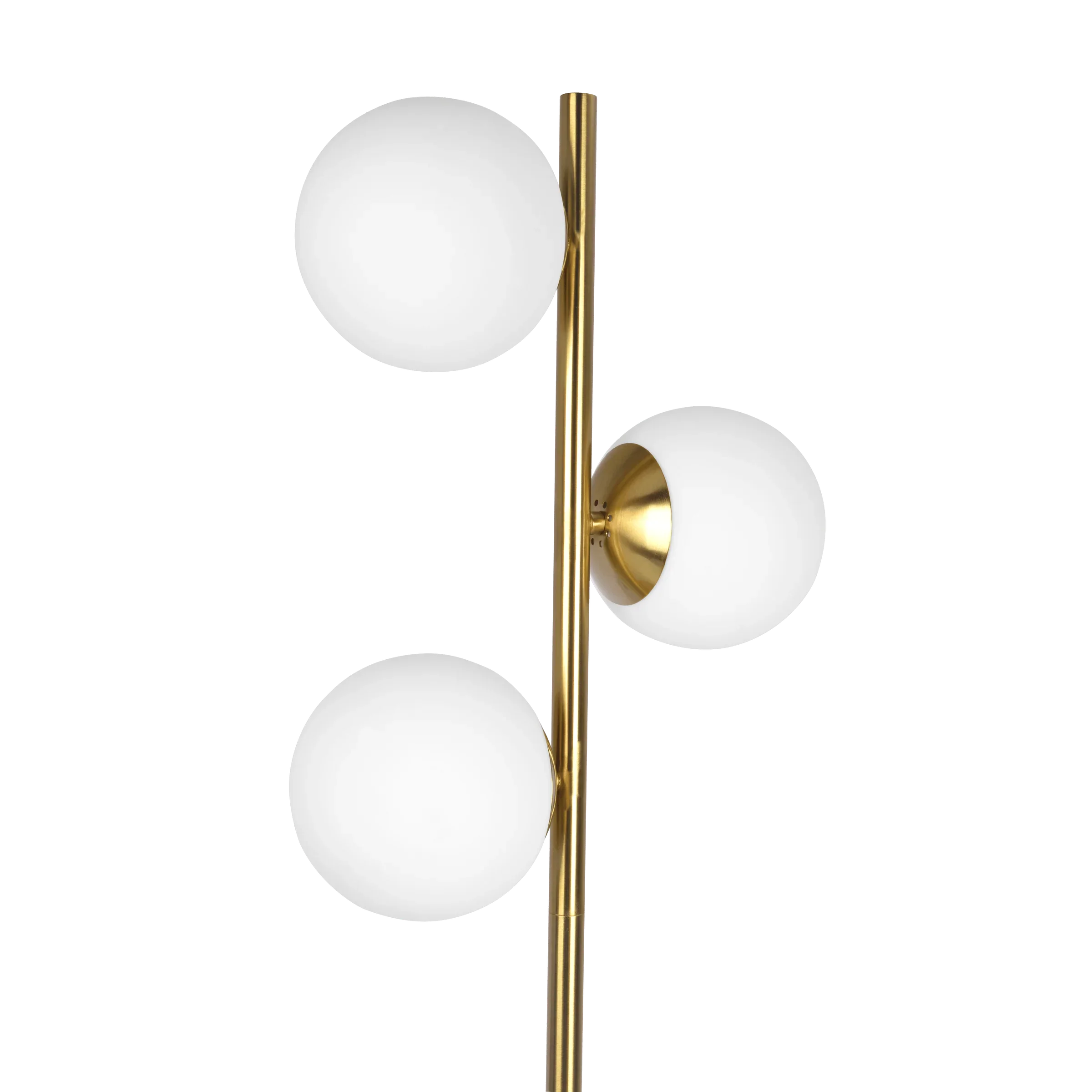 Modern Floor Lamp – Brushed Gold Finish, Opal Glass Shade & Round Metal Base
