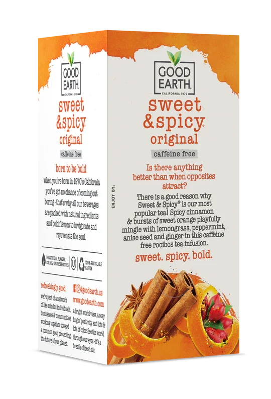 Good Earth Sweet + Spicy Herbal Tea, 18 Bags, Pack of 6