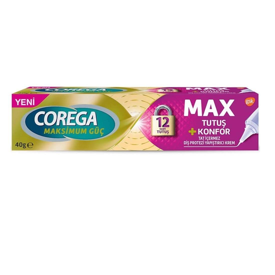 Corega MAX Denture Adhesive Cream for Secure Fit and Comfort - 40g
