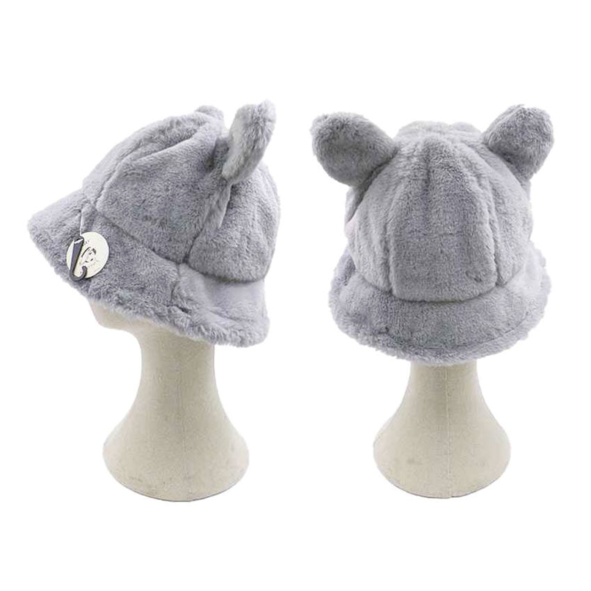 Faux Fur Bear Ear Bucket Hat