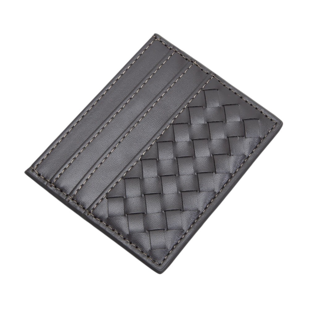 Faux Leather Basket Weave Card Holder Wallet