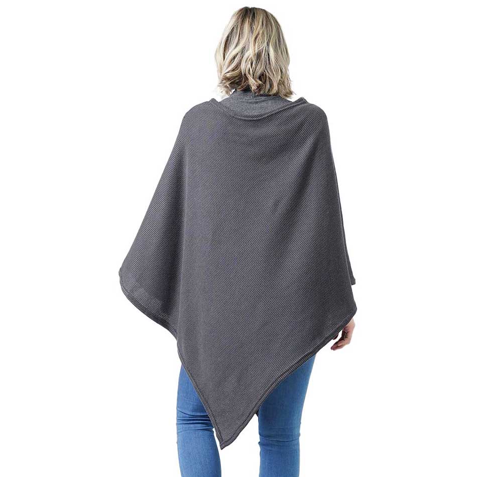Textured Jersey Poncho Ruana Wrap