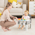 Portable Baby Booster Seat with Straps and Double Tray-Gray