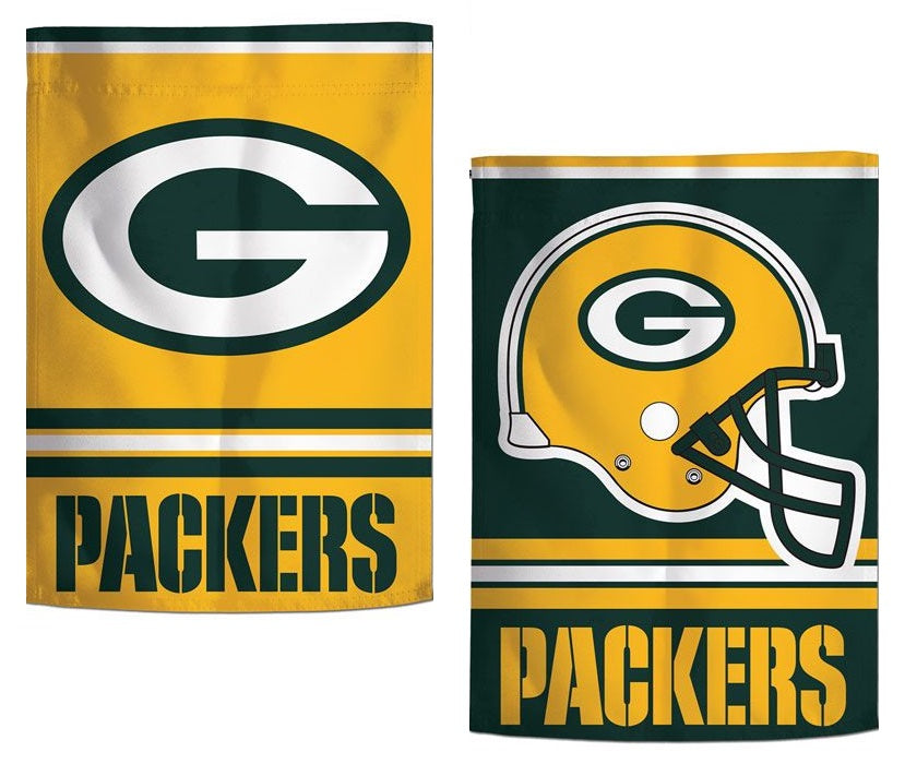 Green Bay Packers Garden Flag 2 Sided Double Logo Helmet