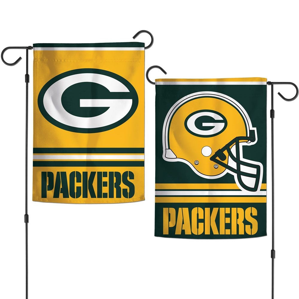 Green Bay Packers Garden Flag 2 Sided Double Logo Helmet