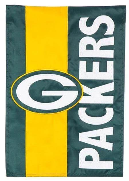 Green Bay Packers Garden Flag 2 Sided Embellished Logo Applique