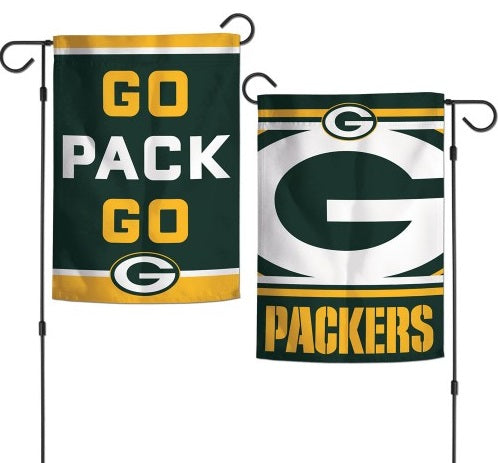 Green Bay Packers Garden Flag 2 Sided Go Pack Go Slogan