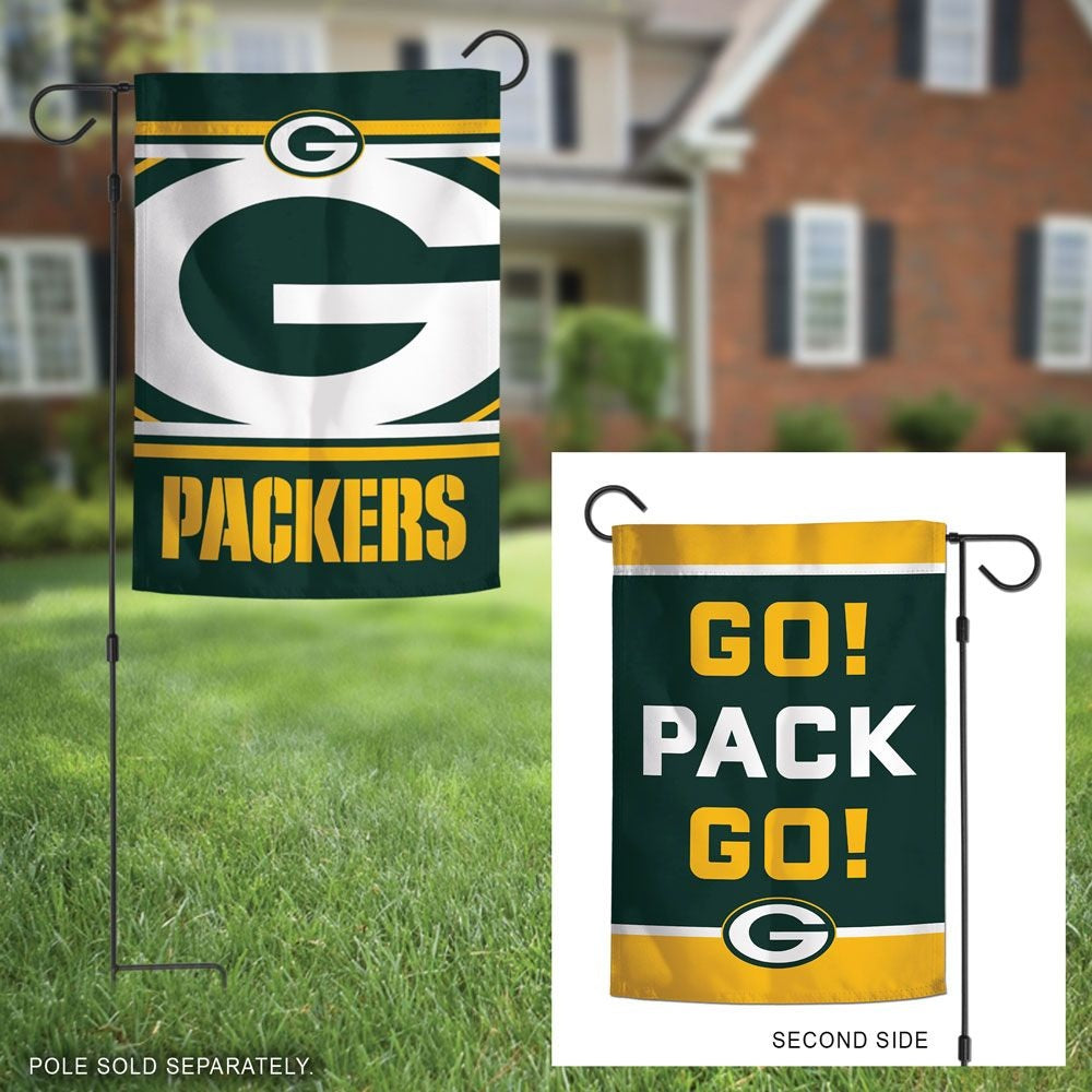 Green Bay Packers Garden Flag 2 Sided Go Pack Go Slogan