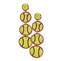 Felt Back Beaded Triple Softball Link Dangle Earrings