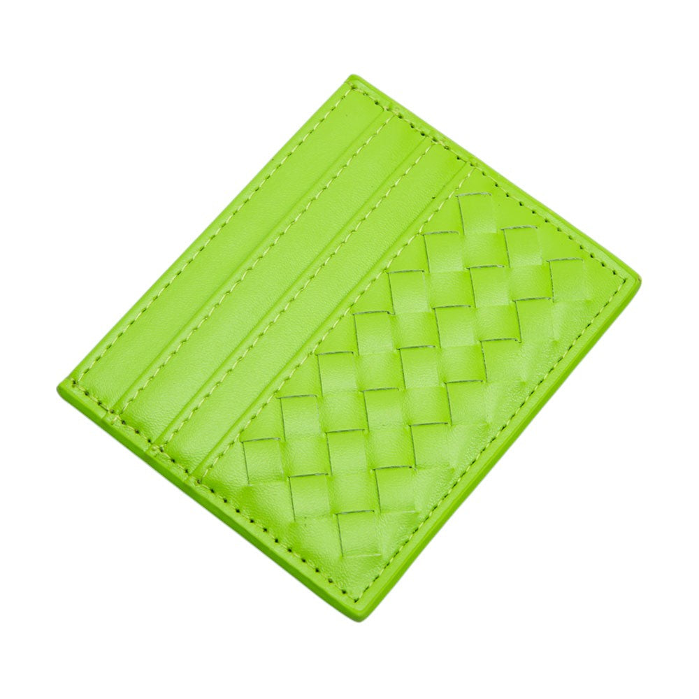 Faux Leather Basket Weave Card Holder Wallet