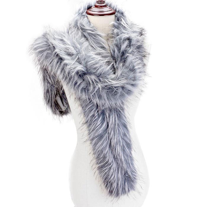 Long Faux Furry Layover Scarf