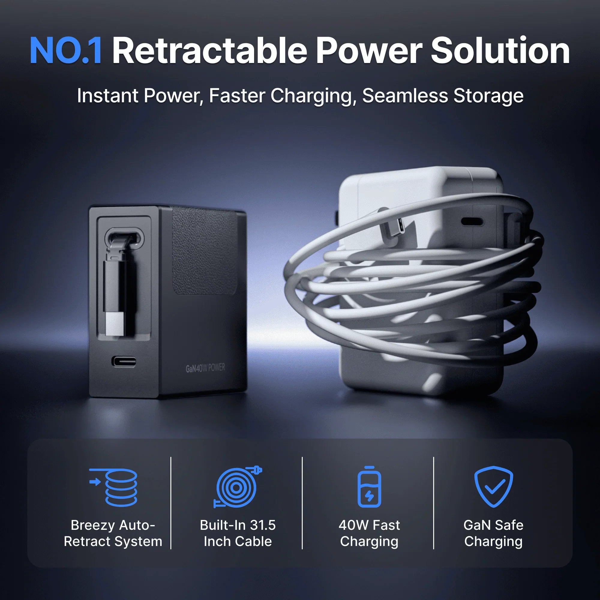 Gitryin Retractable 40W Charger for 3C Devices