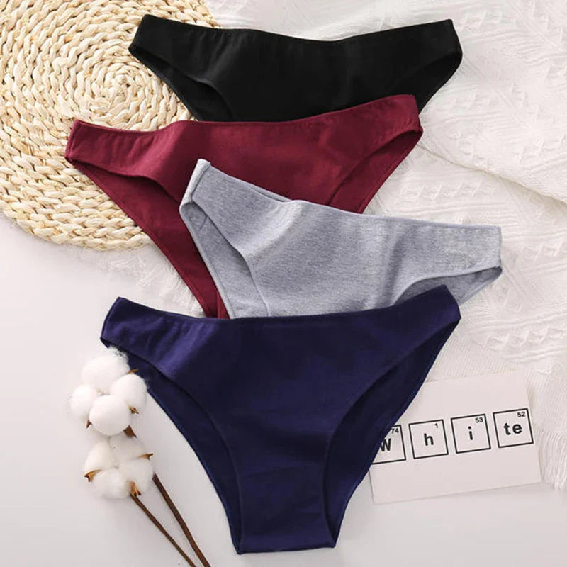 Sexy Low Waist Briefs Panties Plus Size M-XXL Cotton Lingerie Female Breathable Underwear 7 Solid Color Girls Intimates Lingerie