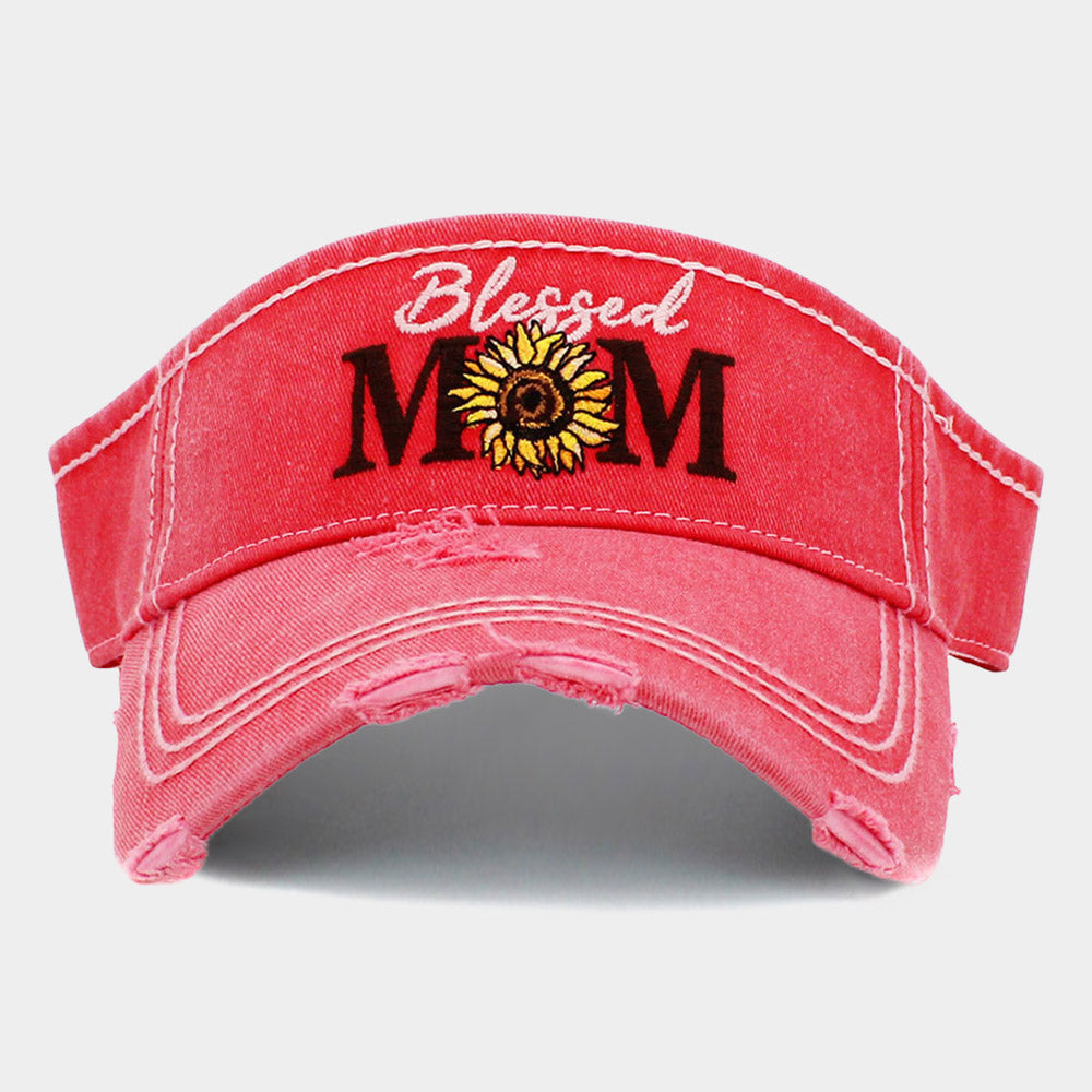 Blessed Mom Sunflower Vintage Visor Hat