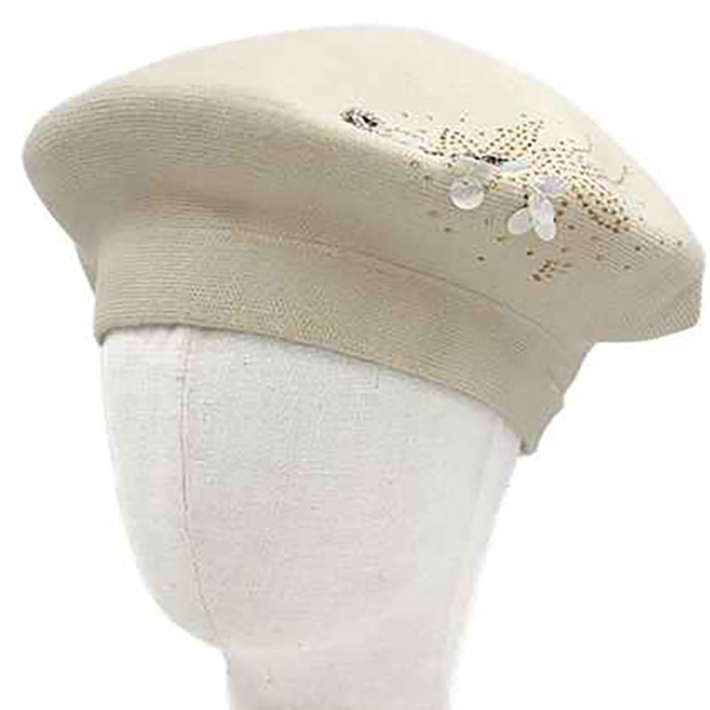 Decorative Sequin Rhinestone Embellished Winter Beret Hat