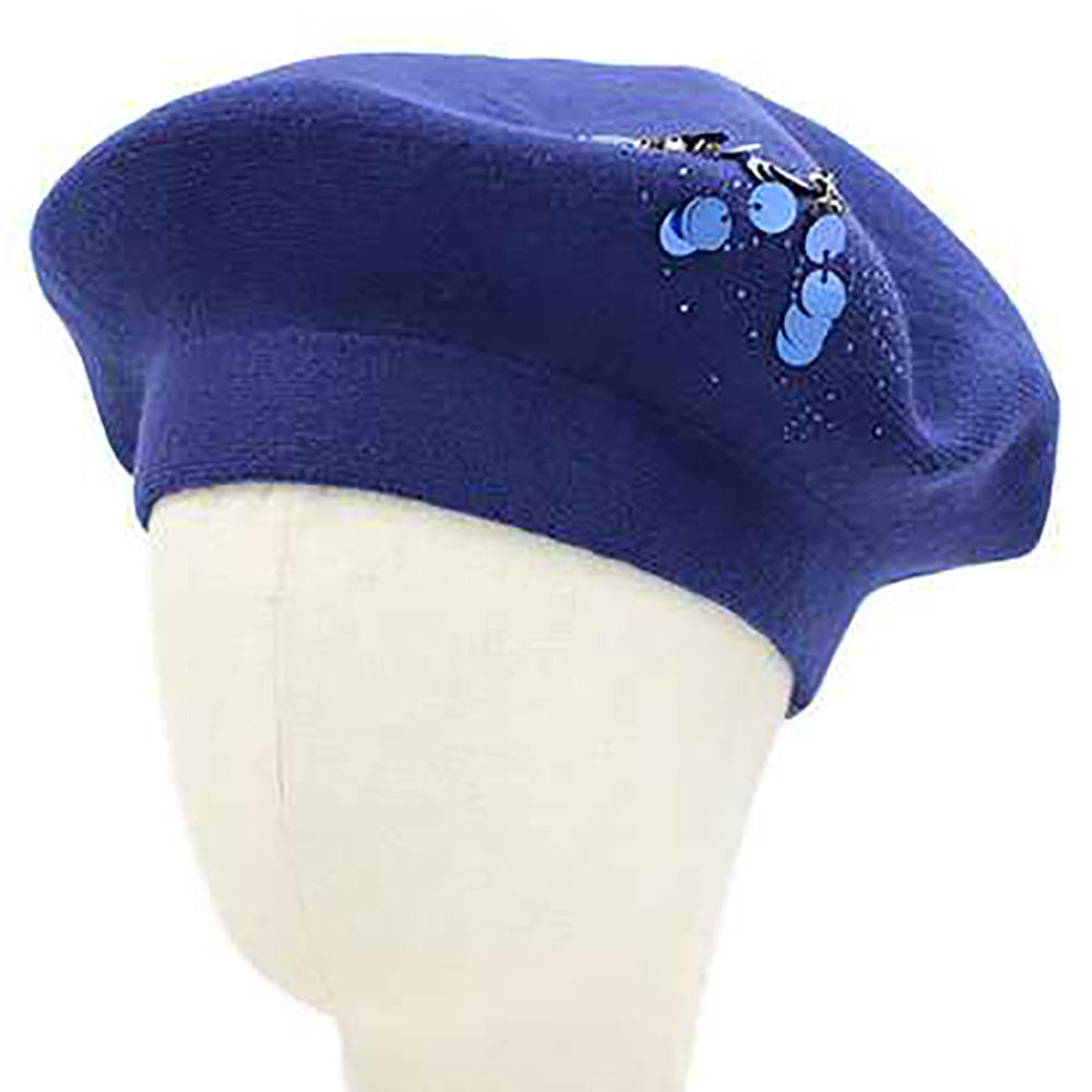 Decorative Sequin Rhinestone Embellished Winter Beret Hat