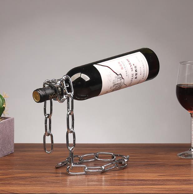 Elegant Iron Chain Wine Bottle Holder