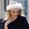Floral Trim Open Top Wide Brim Straw Sun Hat