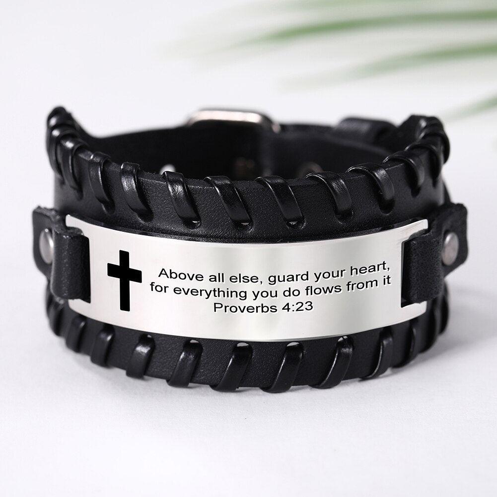 Proverb Leather Men Bracelet