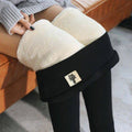 Winter Women Leggings Solid Warm Leggings Thicken Lambwool Hight Waist Fleece Keep Butt Lift High Stretchy Walking Pants Pocket