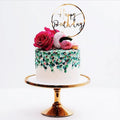 Gold Silver Happy Birthday Cake Toppers Acrylic Classic Birthday Cupcake Topper Dessert Decoration For Baby Shower Cake Supplies