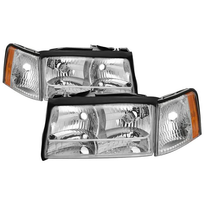 SPYDER xTune 97-99 Cadillac Deville 4pc OEM Style Headlights w/Corner Light - Chrome (HD-JH-CADDEV97-SET-C) 9039003