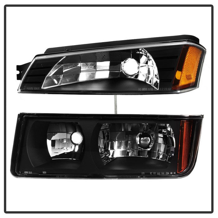 SPYDER xTune 02-06 Chevy Avalanche w/Cladding OEM Bumper Light & Headlights - (BLACK) (HD-JH-CAVA02-SET-BK) 9040641