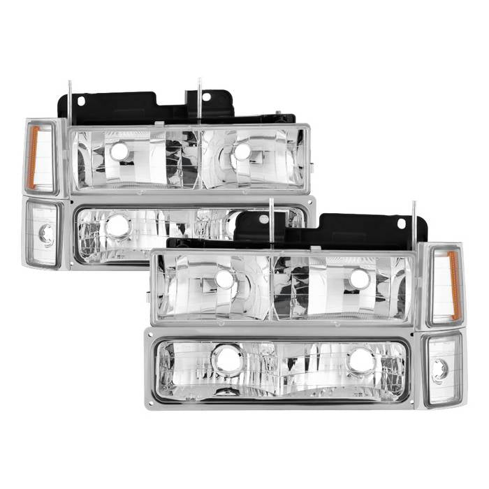 SPYDER Xtune Chevy Suburban 94-98 Headlights w/ Corner & Parking Lights 8pcs Chrome HD-JH-CCK88-AM-C-SET 5069535